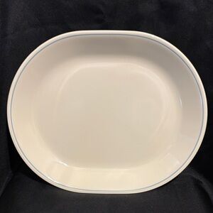 Corelle Serving Platter, Ivory with Light Blue trim
